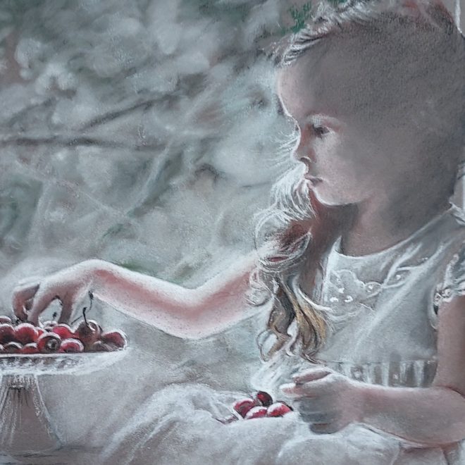 Girl with cherries (Rachel Haynes)