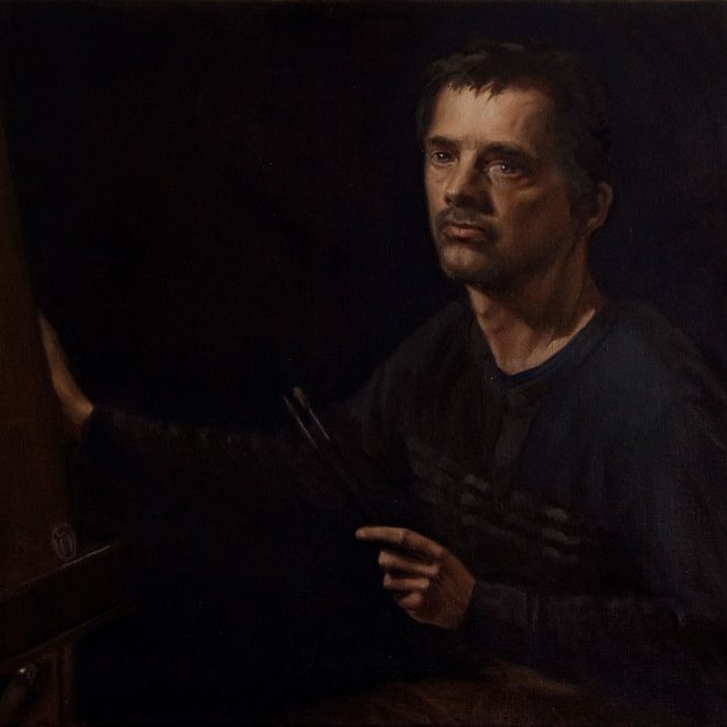 Self-at-Easel-(David-Thompson)