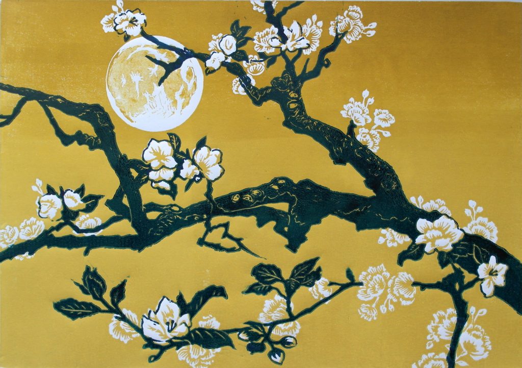 Apple Blossom & Moon print (Derek Wood)