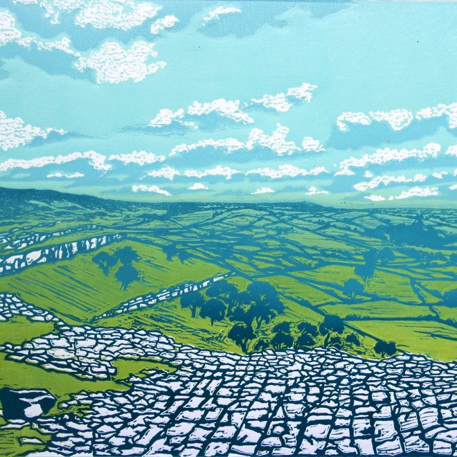 Malham Cove linocut print (Derek Wood)