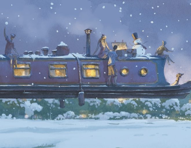 Narrow Boat Over King's College Christmas Edition Radek Walachnia