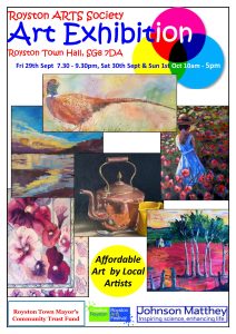 Royston Arts poster image with montage of paintings