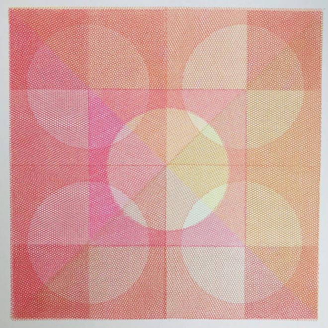 Patchwork Grid Square Circle - Hot Pink (N Chandler)
