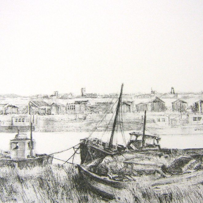 Southwold Harbour (John Preston) soft ground etching