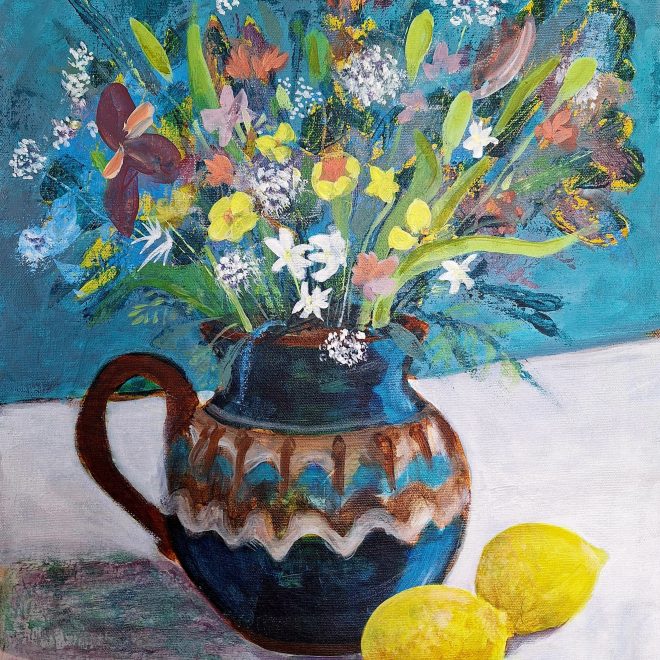 Jug of Flowers with Lemons (Angela Cookney)