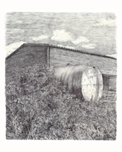Farm oil cylinder engulfed by nature - Gail Hoban